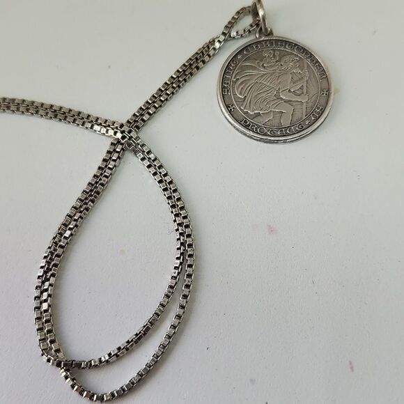 Vintage Sterling Silver Saint Christopher Pendant From Italy - Picture 3 of 8